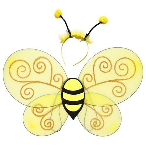 inlzdz Gelbes Hummelkostüm Flügel Bienenantennen Stirnband Zauberstab Kostümzubehör Für Erwachsene Kinder Halloween Cosplay Party Typ J-5 Einheitsgröße inlzdz Gelbes Hummelkostüm Flügel Bienenantennen Stirnband Zauberstab Kostümzubehör Für Erwachsene Kinder Halloween Cosplay Party Typ J-5 Einheitsgröße von inlzdz