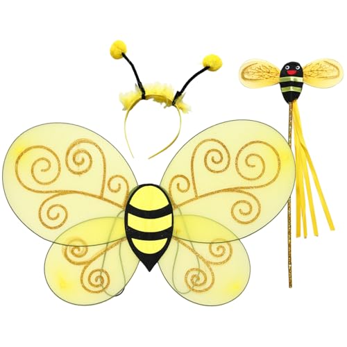 inlzdz Gelbes Hummelkostüm Flügel Bienenantennen Stirnband Zauberstab Kostümzubehör Für Erwachsene Kinder Halloween Cosplay Party Typ K-5 Einheitsgröße inlzdz Gelbes Hummelkostüm Flügel Bienenantennen Stirnband Zauberstab Kostümzubehör Für Erwachsene Kinder Halloween Cosplay Party Typ K-5 Einheitsgröße von inlzdz