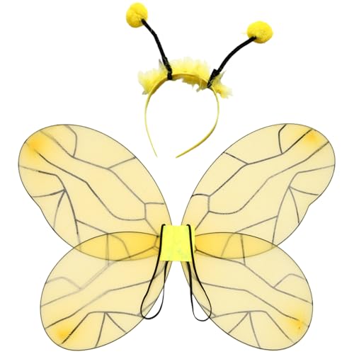 inlzdz Gelbes Hummelkostüm Flügel Bienenantennen Stirnband Zauberstab Kostümzubehör Für Erwachsene Kinder Halloween Cosplay Party Typ M-6 Einheitsgröße inlzdz Gelbes Hummelkostüm Flügel Bienenantennen Stirnband Zauberstab Kostümzubehör Für Erwachsene Kinder Halloween Cosplay Party Typ M-6 Einheitsgröße von inlzdz
