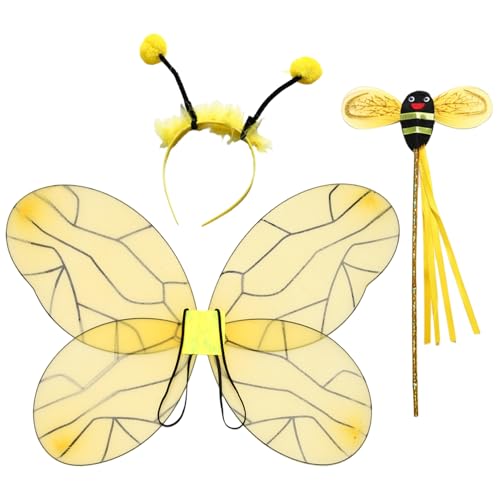 inlzdz Gelbes Hummelkostüm Flügel Bienenantennen Stirnband Zauberstab Kostümzubehör Für Erwachsene Kinder Halloween Cosplay Party Typ N-6 Einheitsgröße inlzdz Gelbes Hummelkostüm Flügel Bienenantennen Stirnband Zauberstab Kostümzubehör Für Erwachsene Kinder Halloween Cosplay Party Typ N-6 Einheitsgröße von inlzdz