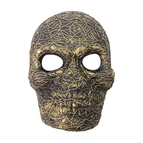 inlzdz Halloween Gruselige Schädelmaske Horror Vollgesicht Rattan Maske Cosplay Requisiten Gold 1 Einheitsgröße von inlzdz