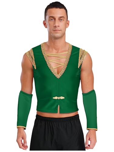 inlzdz Herren Prinz Kostüm Weste Ballett Tanz Top Oberteil mit V-Ausschnitt Ärmeln Tanzkostüm Steampunk Mittelalter Kleidung Grün M inlzdz Herren Prinz Kostüm Weste Ballett Tanz Top Oberteil mit V-Ausschnitt Ärmeln Tanzkostüm Steampunk Mittelalter Kleidung Grün M von inlzdz