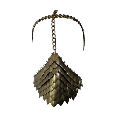 inlzdz Kettenpanzer Masken Metallischer Schmuck Gesichtskette Cyberpunk Kostüm Für Frauen Männer Antike Bronze Einheitsgröße von inlzdz