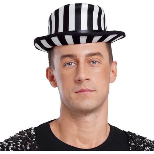 inlzdz Magician Top Hats Color Block Striped Clown Hat Für Kinder Erwachsene Zirkus Kostüm Party Schwarz Weiß Gestreift Einheitsgröße inlzdz Magician Top Hats Color Block Striped Clown Hat Für Kinder Erwachsene Zirkus Kostüm Party Schwarz Weiß Gestreift Einheitsgröße von inlzdz