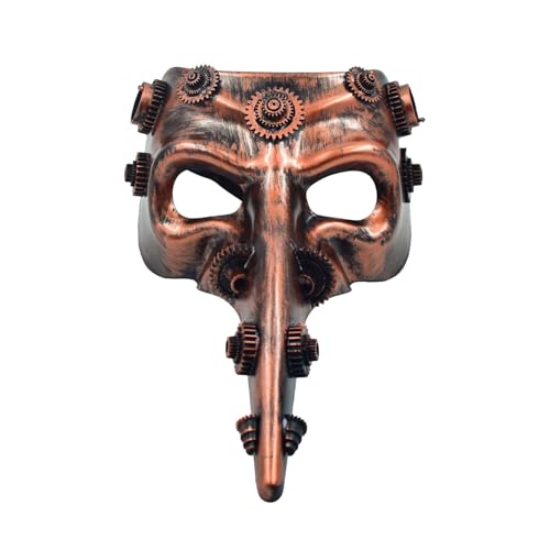 inlzdz Mechanische Pestarztmaske Gezahntes Zahnrad Vogelschnabelmasken Für Maskerade Halloween Party Rot 1 Einheitsgröße von inlzdz