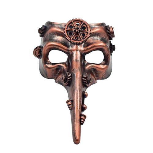 inlzdz Mechanische Pestarztmaske Gezahntes Zahnrad Vogelschnabelmasken Für Maskerade Halloween Party Rot 2 Einheitsgröße von inlzdz