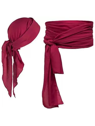 inlzdz Piratenkostüm Accessoires Damen Herren Stück Piratentuch Hut Schärpe Gürtel Für Halloween Cosplay Party Burgund Einheitsgröße inlzdz Piratenkostüm Accessoires Damen Herren Stück Piratentuch Hut Schärpe Gürtel Für Halloween Cosplay Party Burgund Einheitsgröße von inlzdz