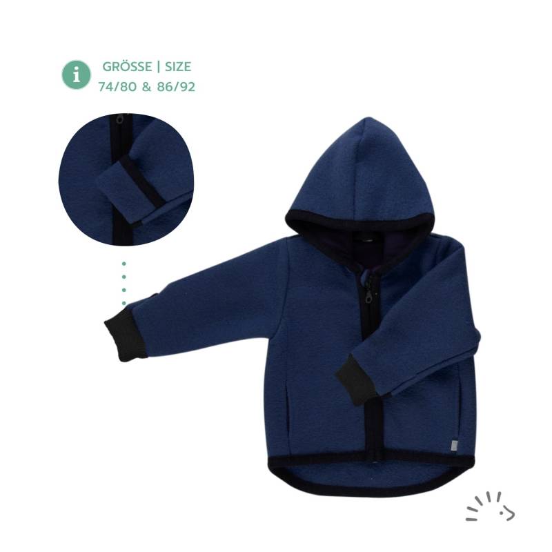 Iobio Jacke aus Wollwalk - Style Milo - Dunkelblau 98 / 104 von iobio