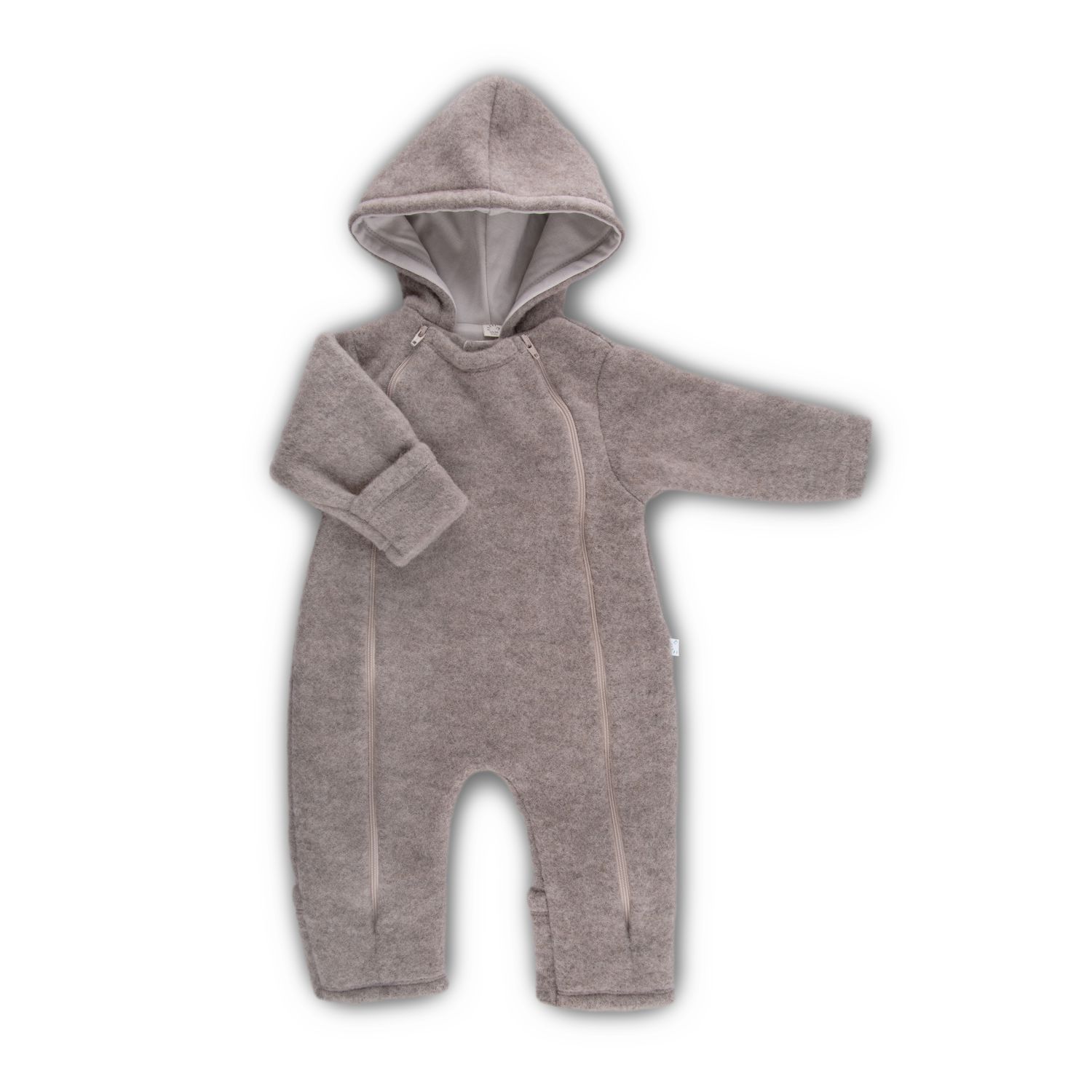 Iobio Wollfleece-Overall mit Doppelreißverschluss - Sand Melange 74 / 80 von iobio