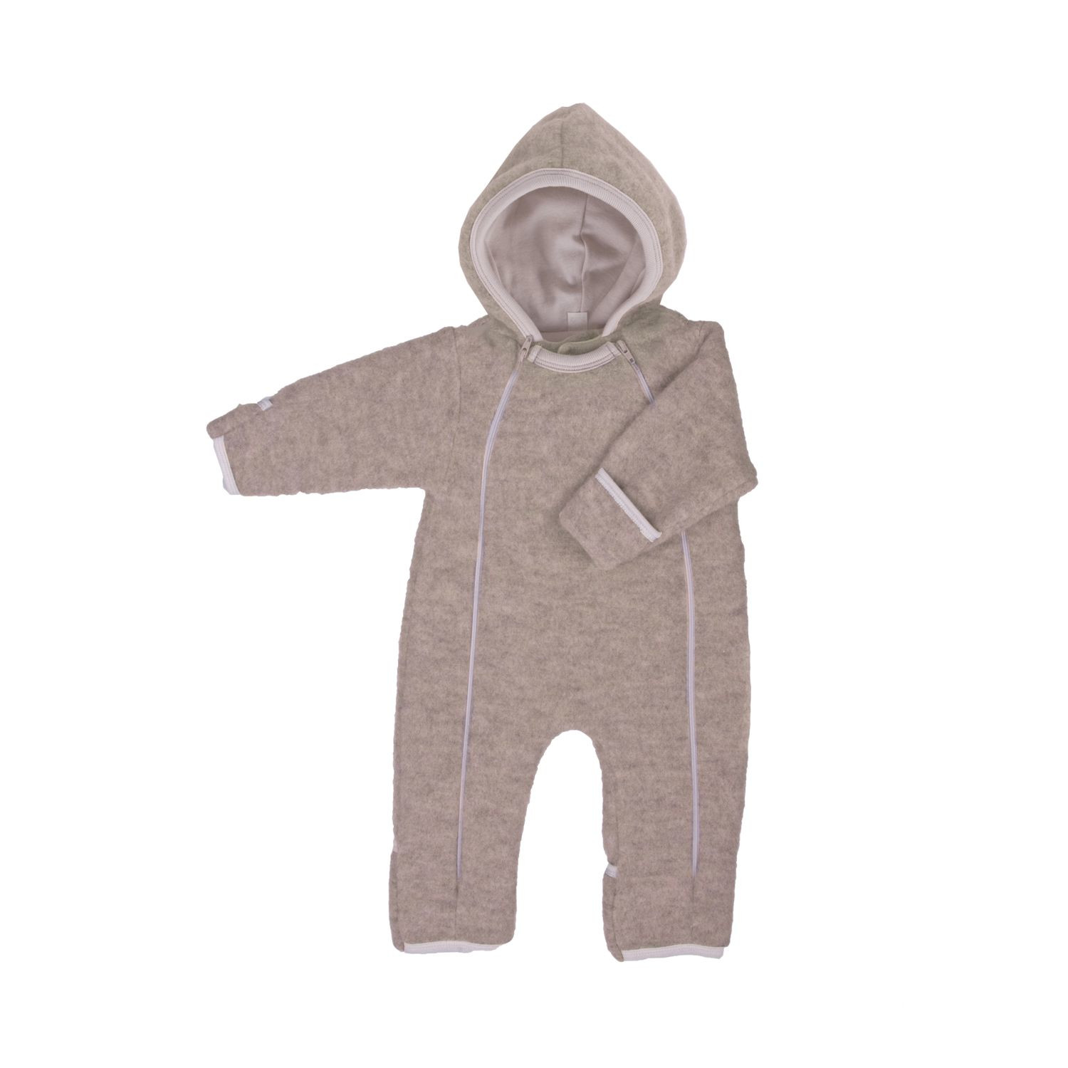 Iobio Wollfleece-Overall mit Doppelreißverschluss - Beige Melange 44 von iobio