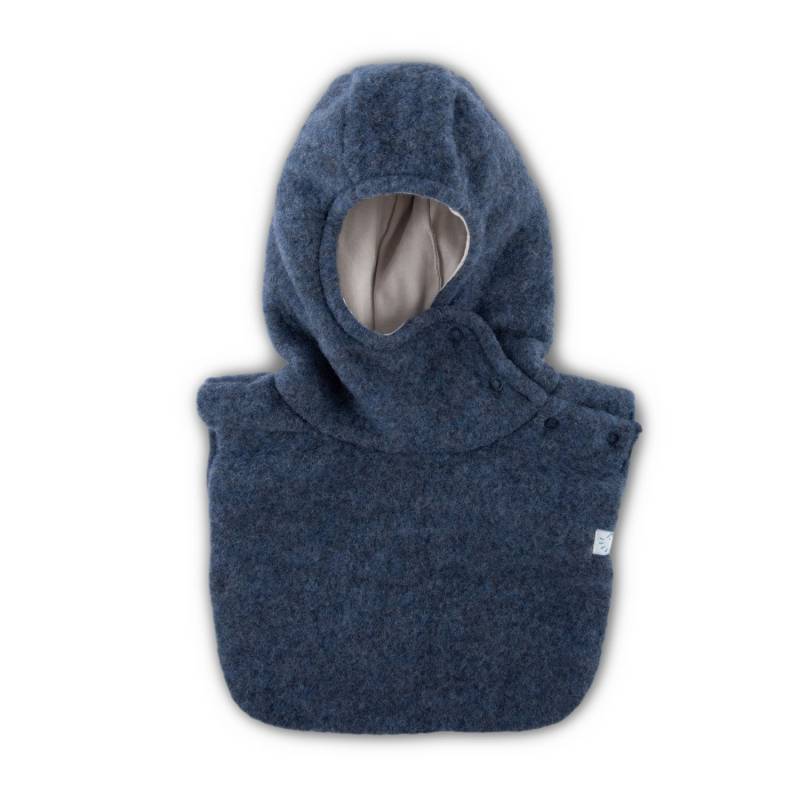 iobio Schlupfhaube aus Wollfleece - Jeans Melange Gr. 2 (47 / 49) von iobio