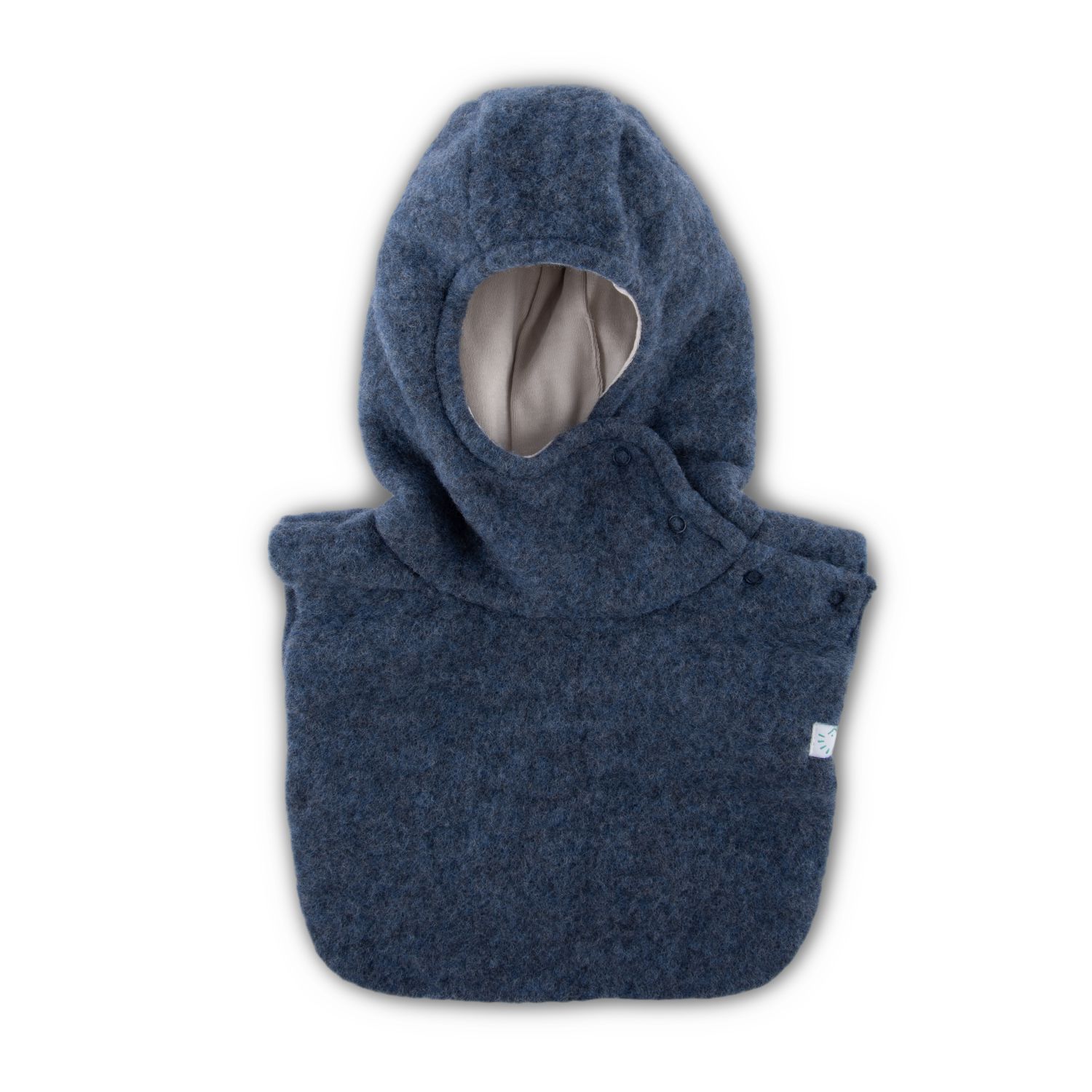 iobio Schlupfhaube aus Wollfleece - Jeans Melange Gr. 3 (51 / 53) von iobio