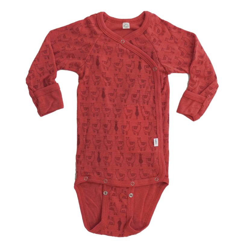 iobio Wickelbody Langarm aus Wolle - 74 / 80 Lama Red von iobio
