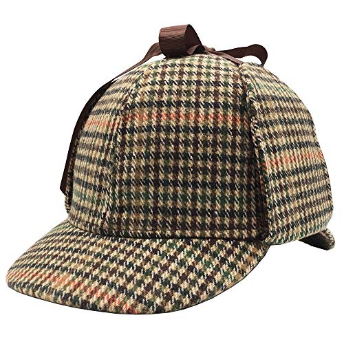 iovgm Klassischer Deerstalker-Hut mit Ohrenklappen, Detektiv-Cosplay-Hut für Halloween, klassische Vintage-Kappe für Erwachsene und Kinder von iovgm