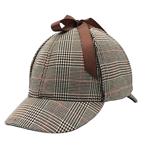 iovgm Klassischer Deerstalker-Hut mit Ohrenklappen, Detektiv-Cosplay-Hut für Halloween, klassische Vintage-Kappe für Erwachsene und Kinder iovgm Klassischer Deerstalker-Hut mit Ohrenklappen, Detektiv-Cosplay-Hut für Halloween, klassische Vintage-Kappe für Erwachsene und Kinder von iovgm
