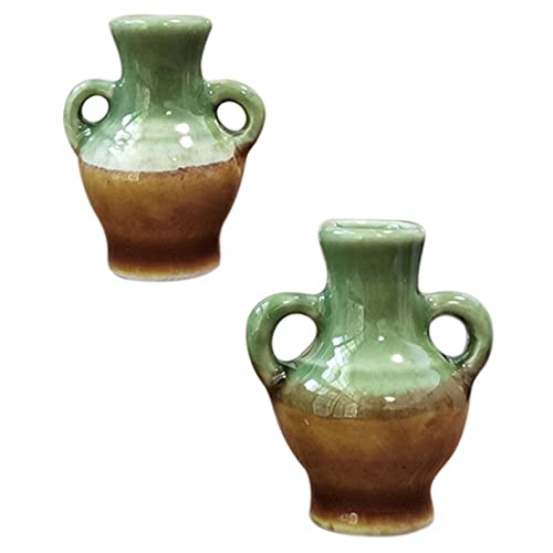iplusmile 1 Keramikvase Modell Wohnaccessoire Miniatur Accessoire Mini Dekovase Ästhetische Blumenvase Miniatur Miniatur Vase Miniatur Wohndekor Keramik Grün von iplusmile