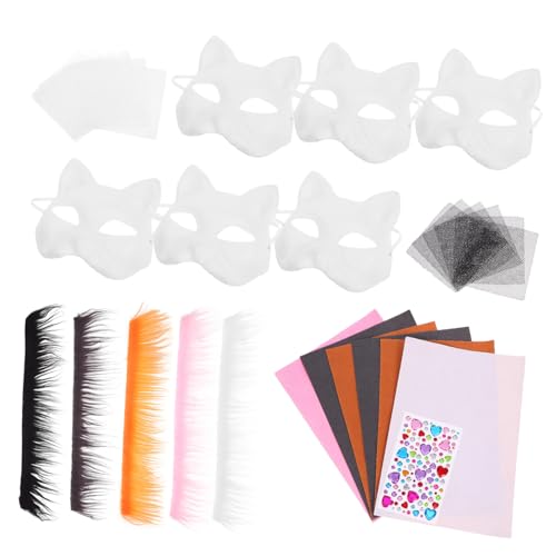 iplusmile 1 Satz Katzenmasken-Set Tiermaskenbasis Katzen-Maskerade-Maske Katzenmaske selber machen katze gesichtsmaske leere Katzenmasken DIY Tier unbemalte Bastelmaske Filzstoff von iplusmile