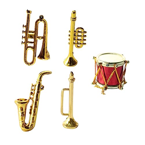 iplusmile 1 Set Saxophon Modell Mini Musikinstrumente Miniatur Saxophon Figur Saxophon Mini Klarinette Kleines Saxophon Musikspielzeug Puppenhaus Dekoration Goldener Kunststoff von iplusmile