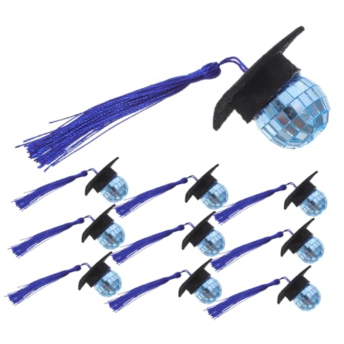 iplusmile 10 Stück Abschlusskappe Cake Toper Mini Abschluss Tischdekoration Abschlusskappendekoration Abschlusskappe für Cupcake Abschlusskappe Disco Ball Abschlussfeier Filzstoff Blue von iplusmile