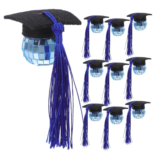 iplusmile 10 Stück Cupcake -Abschlusskappe Toper Abschluss Mittelstücke Disco-Kugel-Kuchenaufsatz kleine Cupcake-Dekoration Abschlusskappe Cupcake Topper Filzstoff Blue von iplusmile