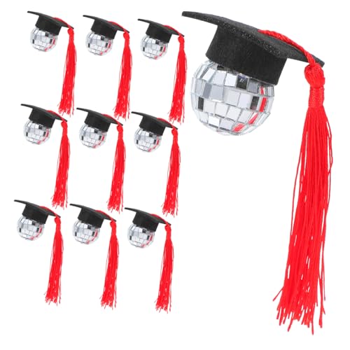 iplusmile 10 Stück Grad-Cap-Ornament Abschlusskappendekoration Abschluss-Cupcake-Dekoration graduierte dekoration Mini -Abschlusskappe Cupcake Topper Schaum rot von iplusmile