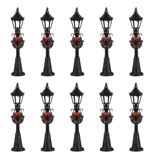 iplusmile 10 Stück Kleines Straßenlichtmodell Hängend Straßenlaternen Im Freien Winzig Miniatur Lichter Häuser Lampen Solar- Kleine Straßenlaterne Plastik Black von iplusmile