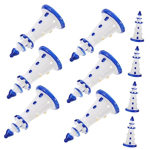 iplusmile 10 Stück Mini -Leuchtturmmodell Puppe Mini-Leuchtturm Dekoration klein Miniatur mediterrane Figur Leuchtturmdekor aus Harz Leuchtturm-Bausatz Mini-Ornament Blue von iplusmile
