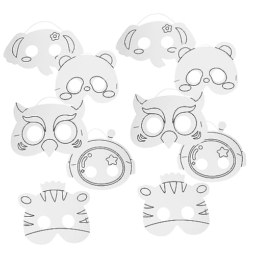 iplusmile 10 Stück Papiermasken Partymasken Masken Partygeschenke Einschließlich DIY Unbemalte Maskerade Blanke Cosplay Farbe Einfarbige Maskerade Hand Halloween Maske Blanke von iplusmile