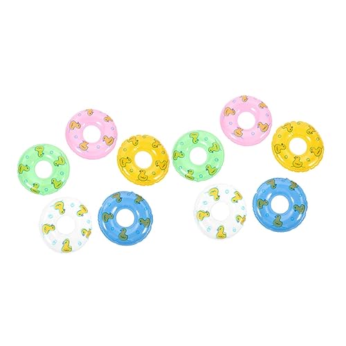 iplusmile 10 Stück Teiliges Mini Schwimmringe aus PVC Bunte Entenmotive Miniatur Deko für Puppenhäuser Partydeko Fotorequisiten Kleine Pool Dekoration Lebendige Farben Glatte Oberfläche von iplusmile
