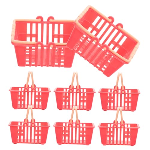 iplusmile 10 Stücke Simulierte Lebensmittel Und Einkaufskörbe Korbwaren Mini Kleine Lagerung Puppe Kunststoff Rot von iplusmile