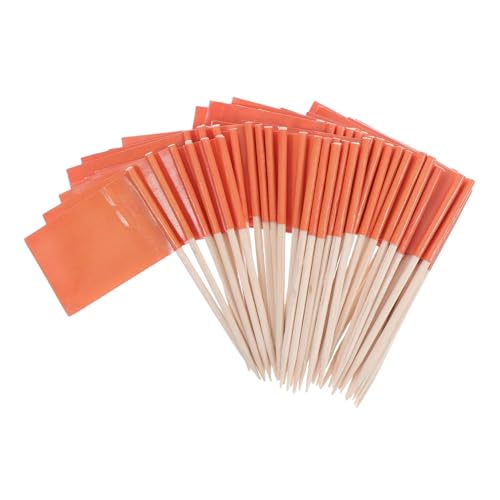 iplusmile 100 Stück Einfarbige Zahnstocher flaggen Orange Mini für Party Food Dekoration Vielseitige Cocktailspieße Cupcake Topper Käse Obstpicker für Feierlichkeiten von iplusmile