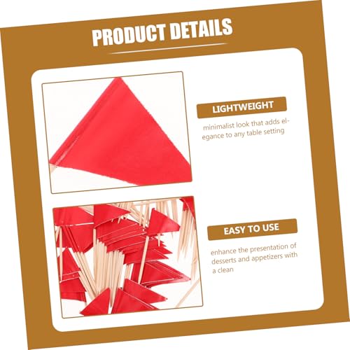 iplusmile 100 Stück Rote Dreieckige Zahnstocher Flaggen Lebensmittelkennzeichnung Minimalistisches Design Sichere Materialien für Cupcakes Käse Obst Partydekoration von iplusmile