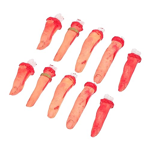 iplusmile 10Stücke Teiliges Halloween Blutfinger Requisiten Gruselige Gefälschte Finger für Spukhausdekoration Halloween Party Gunst für Scherze und Cosplay Schreckliche von iplusmile