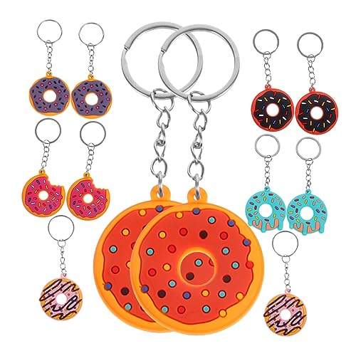 iplusmile 12 Stück Donut Schlüsselanhänger aus Weichem PVC Langlebiger Cartoon Schlüsselring Anhänger Bunte Süße Donuts Partygeschenke Taschen und Rucksackdeko Geschenkidee für Erwachsene von iplusmile