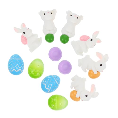 iplusmile 12 Stück Osterhase Kaninchen-Miniatur osterkuchen topper Osterminiatur-Kaninchenfigur Eierverzierung Osterschmuck für Party Gastgeschenke für Ostern Osterei-Anhänger Harz von iplusmile