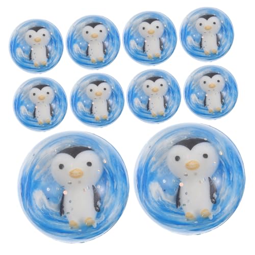 iplusmile 12 Stück Pinguin-Hüpfball Pinguin-Mädchen-Party-Hüpfball kabinendekorationen für frauen schreibtisch Blaues Glasdekor Meereswellen Schneeflockenperlen Butadienkautschuk Himmelblau von iplusmile