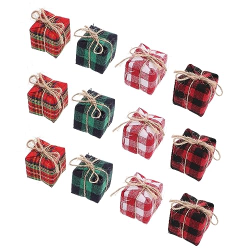 iplusmile 12 Stück Teiliges Mini Weihnachtsgeschenkbox aus Dekorative Puppenhaus Anhänger in Rotweiß Rot Schwarz und Rotgrün Festliche Xmas Deko für Party und Zimmer von iplusmile