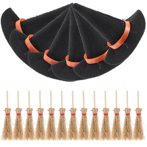 iplusmile 12Stücke Mini Hexenhüte und Besen für Halloween Dekoration und Zubehör für Puppenhäuser Bastelprojekte und Cosplay Feiern Schwarzes Design Vielseitig iplusmile 12Stücke Mini Hexenhüte und Besen für Halloween Dekoration und Zubehör für Puppenhäuser Bastelprojekte und Cosplay Feiern Schwarzes Design Vielseitig von iplusmile