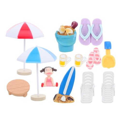 iplusmile 13 Stück Teiliges Stranddekor Set Realistische Resin und Kunststoff Miniaturdekorationen für Puppenhaus Garten Sandkasten und DIY Vielseitig Einsetzbar für Kreative von iplusmile