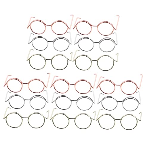 iplusmile 15Stücke Teiliges Puppenbrillen aus Metall Leicht und Langlebig Brillenrahmen für Puppen für Puppenbekleidungszubehör Roségold von iplusmile