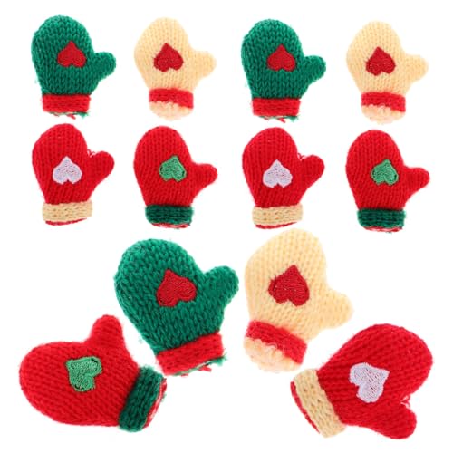 iplusmile 16 Stück Teiliges Miniatur Strickhandschuhe Bunte DIY Handschuhe für Puppenhaus Kleine Handgefertigte Weihnachtsornamente in Rot Grün für Bastel und Dekorationszwecke von iplusmile