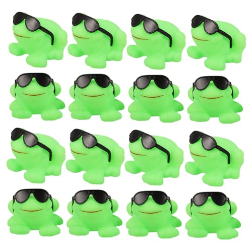 iplusmile 16 Stück Teiliges Schwimmender Frosch Badespielzeuge aus Kunststoff mit Sonnenbrille und Geräuschfunktion Wasserdichtes Wasserspielzeug für Badewanne Badespaß für Kleinkinder von iplusmile