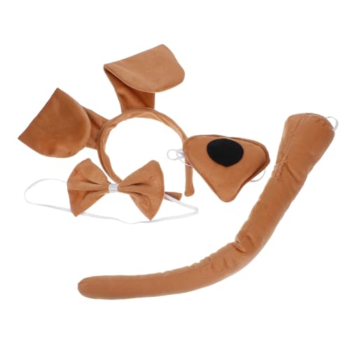 iplusmile 1Satz Kostümset für Tierische Kopfbedeckung mit Hundekopfband Nase und Fliege für Halloween Cosplay und Partys Süßes Hundethema für Spaß von iplusmile