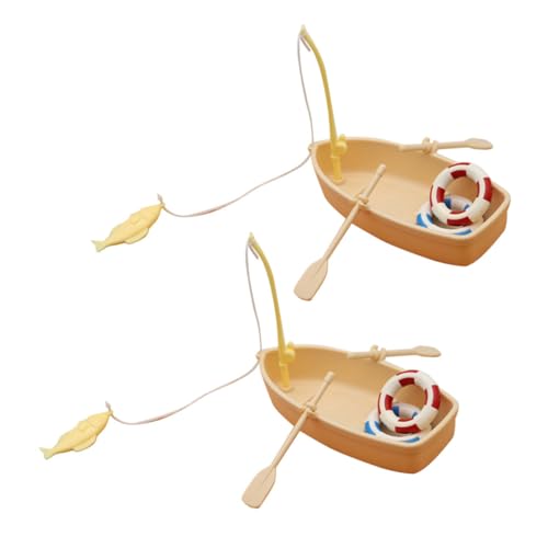 iplusmile 2 Sätze Miniatur Fischereiboot Set Teilig Stabiles Kunststoff Modellboot Detailreiche Mini Haus Dekoration Schwimmfähig Geeignet für Puppenhaus und Bastelprojekte von iplusmile