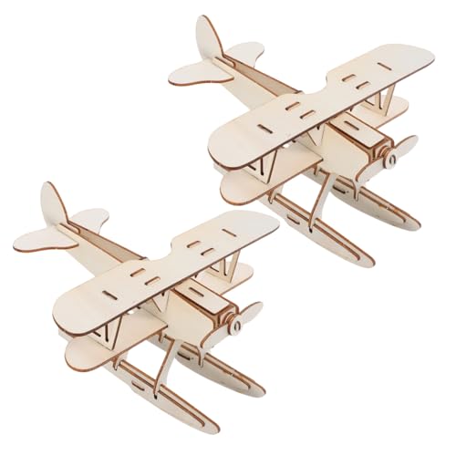 iplusmile 2 Stück DIY Holzflugzeug-modellbausatz, Lackierbares Spielzeugset, Leeres DIY Holzflugzeug, Unfertige Kleine Flugzeugmodelle, DIY Graffiti-flugzeugspielzeug von iplusmile