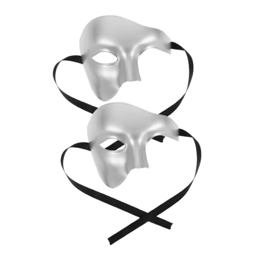 iplusmile 2 Stück Halbgesichts Maske Silber Vintage Masquerade Ball Masken für Herren Karneval Halloween Party Dekorative Robuste Materialien Bequeme Vielseitiges Kostümzubehör von iplusmile
