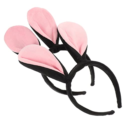 iplusmile 2 Stück Hasenohren Haarreif Schwarz und Flauschiges Kaninchen Stirnband für Damen Bunny Ohr Accessoire für Party Karneval Cosplay und Kostümfest von iplusmile
