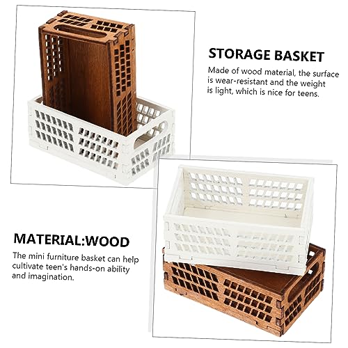 iplusmile 2 Stück Mini Holzkorb Miniatur Aufbewahrungskorb für Puppenhaus Dekoration Robust Leicht Kleines Modell Zubehör für Miniatur Szenen von iplusmile
