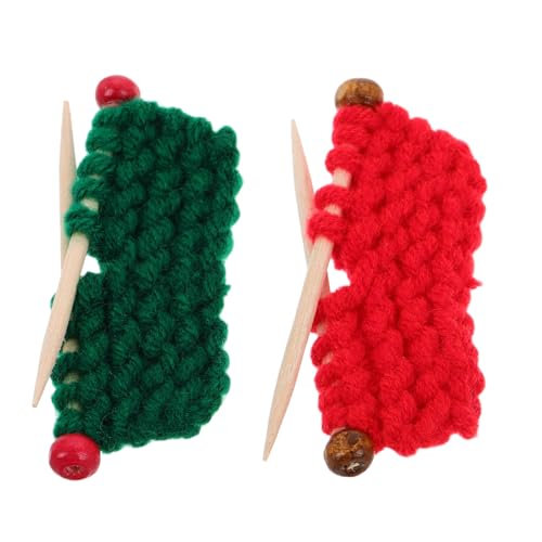 iplusmile 2 Stück Miniatur Strickmützen Teilig Dicke Handgefertigte Wollornamente Detailreiche Kleine Strickhüte für Puppendekoration Heim und Bürodekor Vielseitige Bastelaccessoires von iplusmile