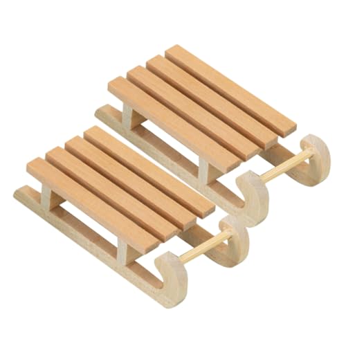 iplusmile 2 Stück Puppenhaus Weihnachtsdeko Holzschlitten DIY Miniatur Schlitten Modell für Mini Haus Bastelset Langlebig Glatt für Kreative Weihnachtsdekoration von iplusmile